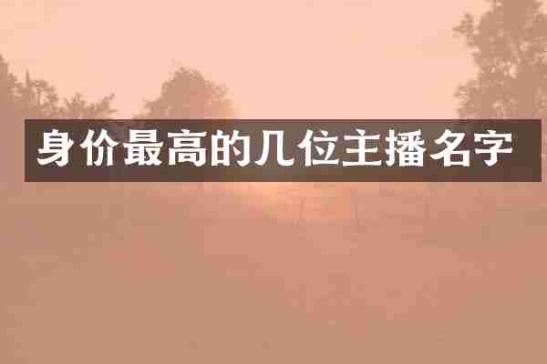身价最高的几位主播名字