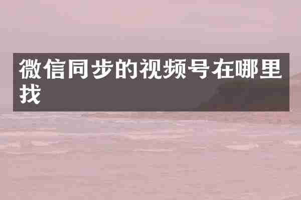 微信同步的视频号在哪里找