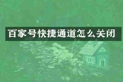 百家号快捷通道怎么关闭