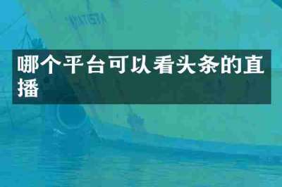 哪个平台可以看头条的直播