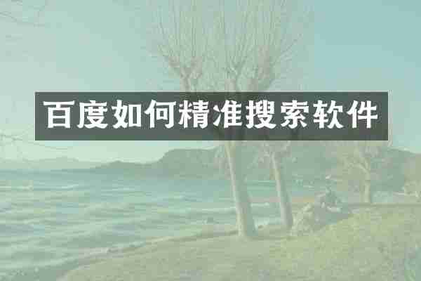 百度如何精准搜索软件