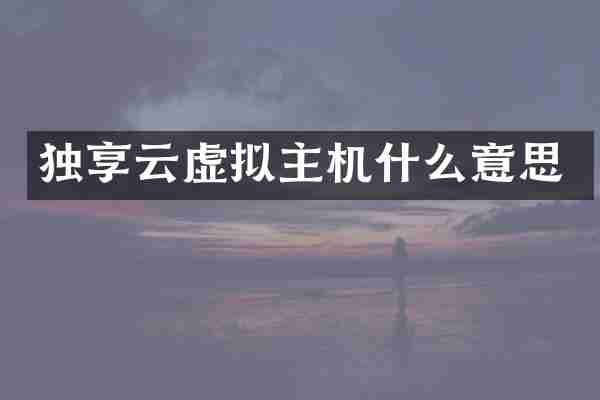 独享云虚拟主机什么意思