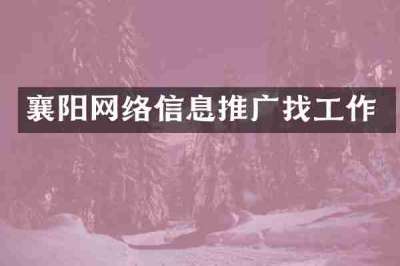 襄阳网络信息推广找工作