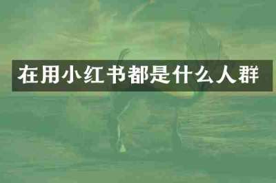 在用小红书都是什么人群
