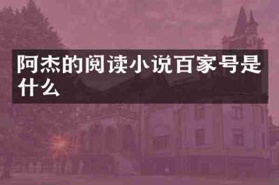 阿杰的阅读小说百家号是什么