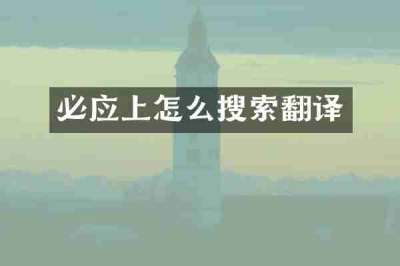 必应上怎么搜索翻译