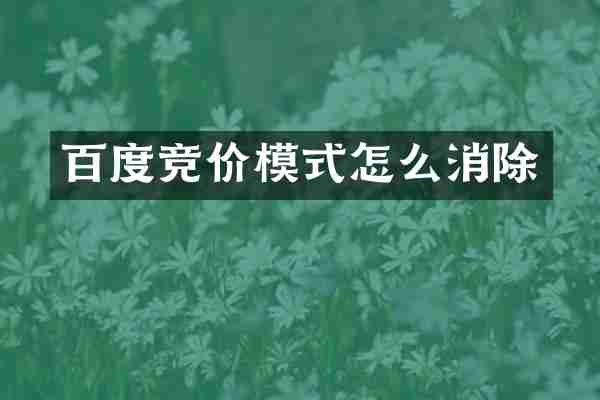 百度竞价模式怎么消除