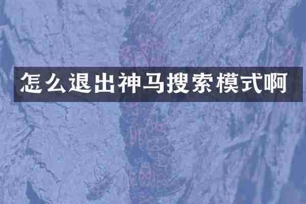 怎么退出神马搜索模式啊