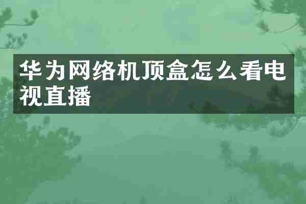 华为网络机顶盒怎么看电视直播
