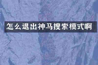 怎么退出神马搜索模式啊