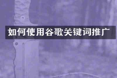 如何使用谷歌关键词推广