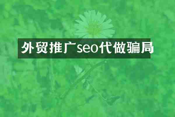 外贸推广seo代做骗局