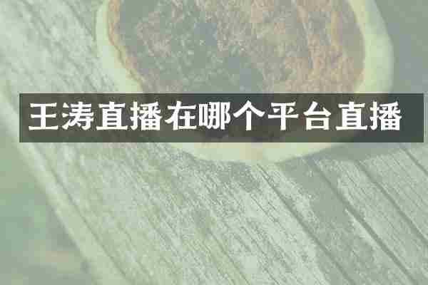 王涛直播在哪个平台直播