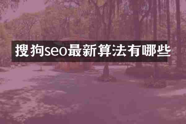 搜狗seo最新算法有哪些