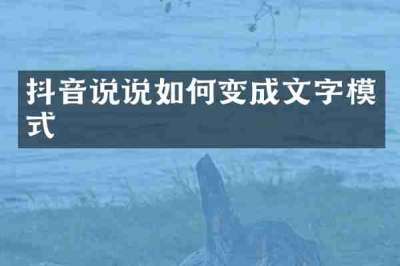 抖音说说如何变成文字模式