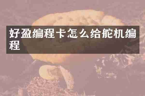 好盈编程卡怎么给舵机编程