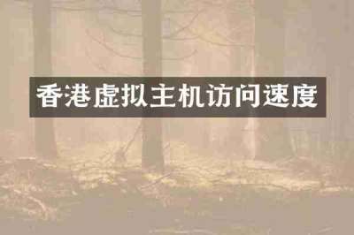 香港虚拟主机访问速度