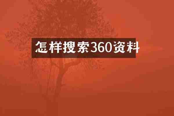 怎样搜索360资料