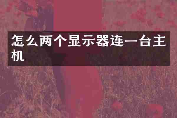 怎么两个显示器连一台主机