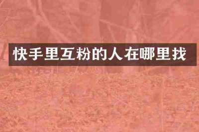 快手里互粉的人在哪里找