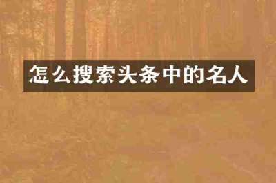 怎么搜索头条中的名人