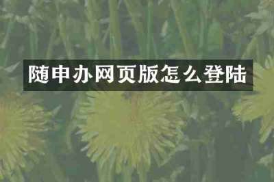 随申办网页版怎么登陆