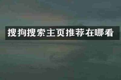 搜狗搜索主页推荐在哪看