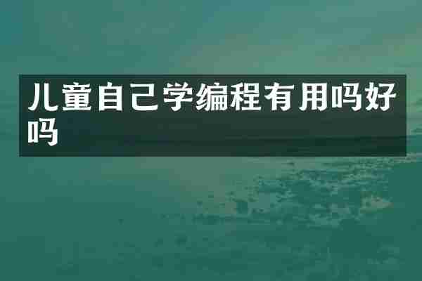 儿童自己学编程有用吗好吗