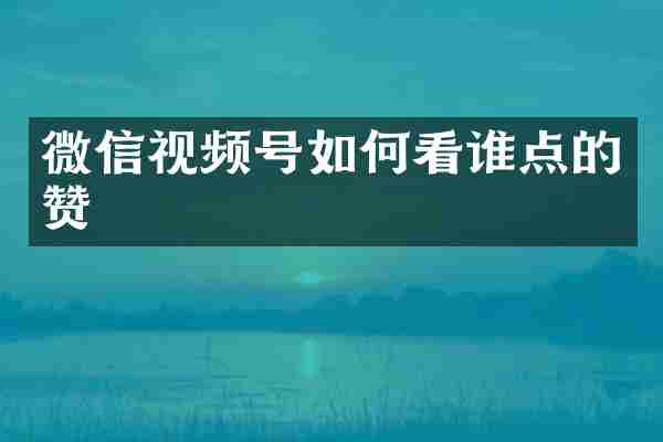 微信视频号如何看谁点的赞