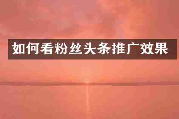 如何看粉丝头条推广效果
