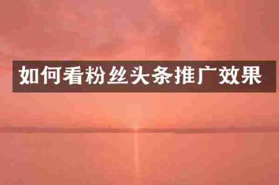 如何看粉丝头条推广效果