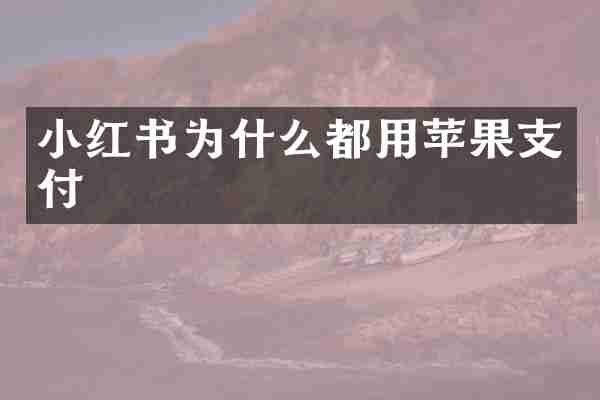 小红书为什么都用苹果支付