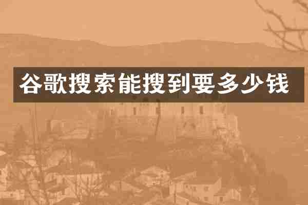 谷歌搜索能搜到要多少钱
