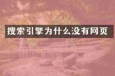 搜索引擎为什么没有网页