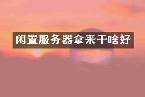 闲置服务器拿来干啥好