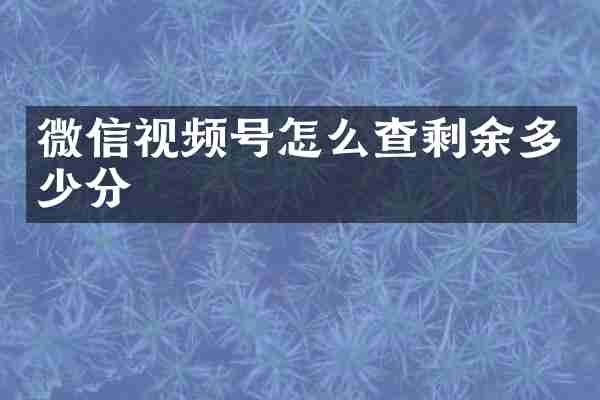 微信视频号怎么查剩余多少分