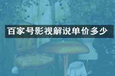 百家号影视解说单价多少