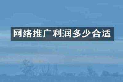 网络推广利润多少合适
