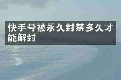 快手号被永久封禁多久才能解封