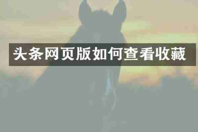 头条网页版如何查看收藏