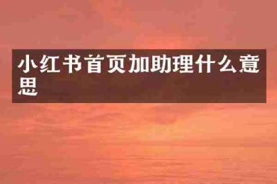 小红书首页加助理什么意思