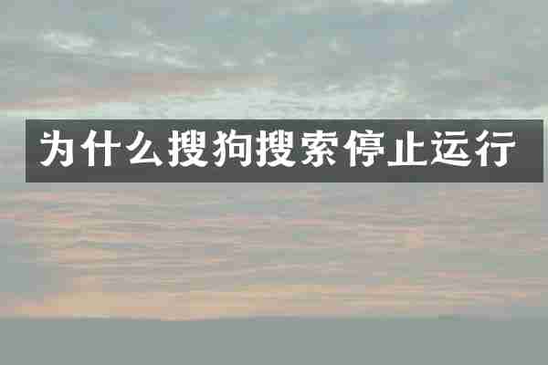 为什么搜狗搜索停止运行