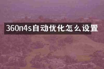 360n4s自动优化怎么设置