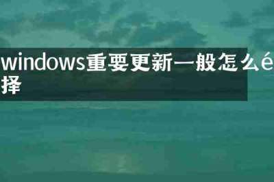 windows重要更新一般怎么选择