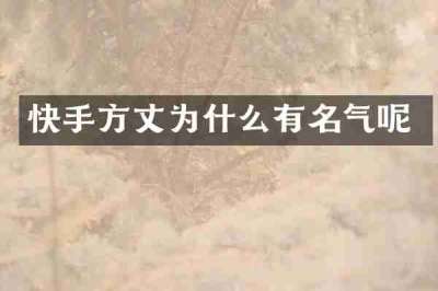 快手方丈为什么有名气呢