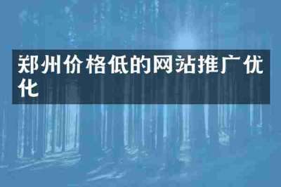 郑州价格低的网站推广优化