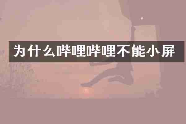 为什么哔哩哔哩不能小屏