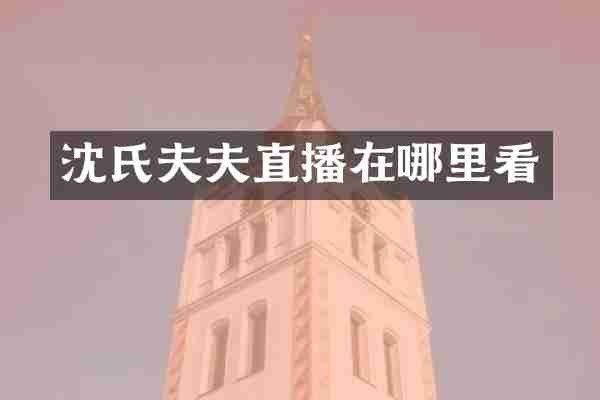 沈氏夫夫直播在哪里看
