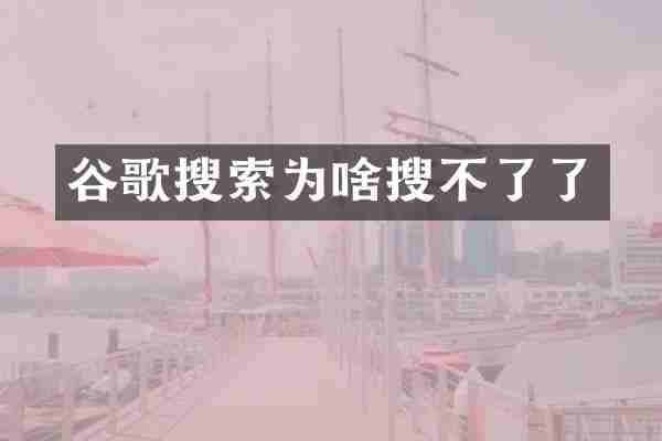 谷歌搜索为啥搜不了了