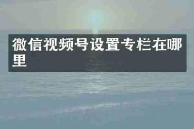 微信视频号设置专栏在哪里